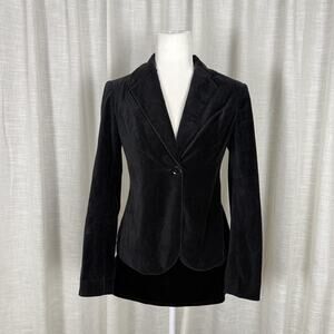 The Limited Velvet Blazer Jacket Womens 2 Black One Button Lined Fitted